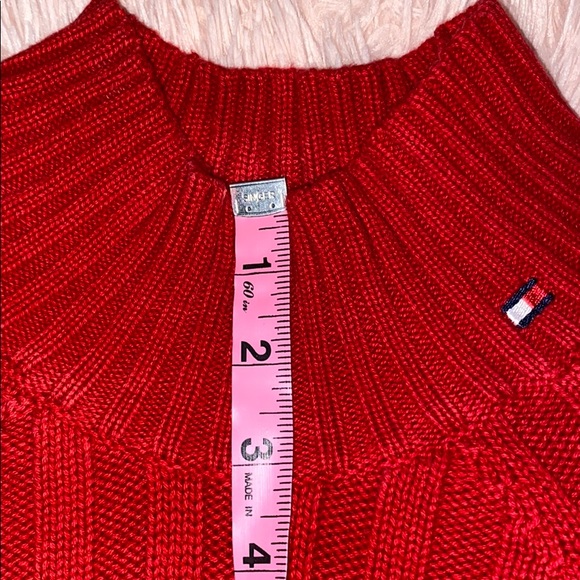 Red Chunky Ribbed Vintage Tommy Hilfiger Mock Neck Sweater - Picture 7 of 8